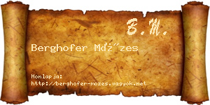 Berghofer Mózes névjegykártya